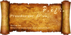 Pressburger Éva névjegykártya